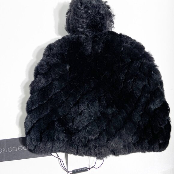 NWT Pologeorgis Shearling Hat with Pom Black - Picture 3 of 5